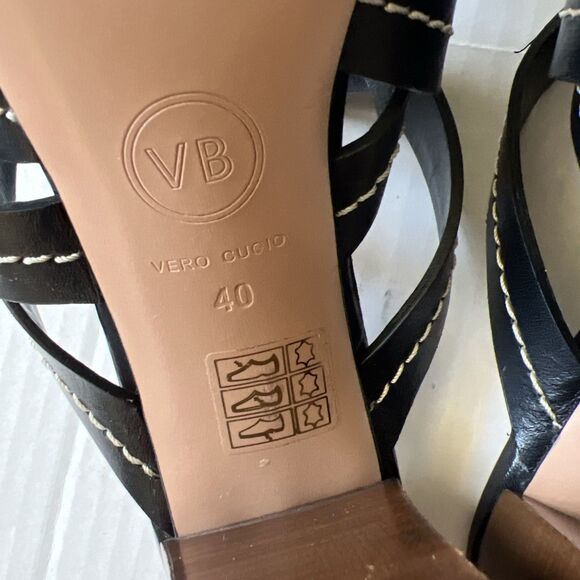 Veronica Beard Sz 40/9 Macey Vachetta Leather Sandal NWOB/see Details